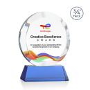 Gibralter Full Color Sky Blue on Newhaven Base Circle Crystal Award
