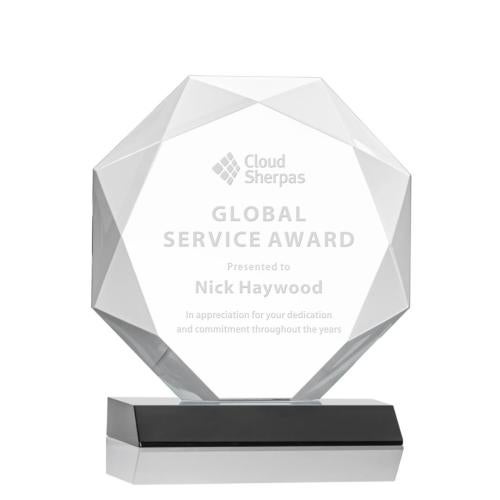 Awards and Trophies - Crystal Awards - Kitchener Black  Polygon Crystal Award
