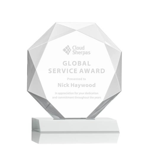 Awards and Trophies - Crystal Awards - Kitchener White Polygon Crystal Award