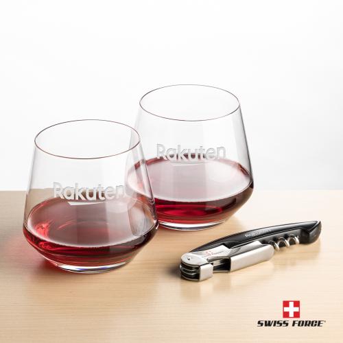 Corporate Gifts - Barware - Gift Sets - Swiss Force&reg; Opener & Tucson Stemless Wine