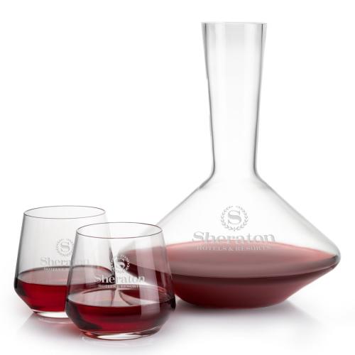 Corporate Gifts - Barware - Carafes - Tucson Carafe & Stemless Wine Set