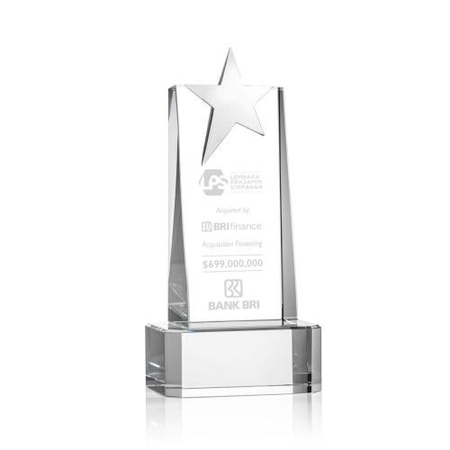 Awards and Trophies - Crystal Awards - Fanshaw Silver Star Clear on Base Towers Crystal Award