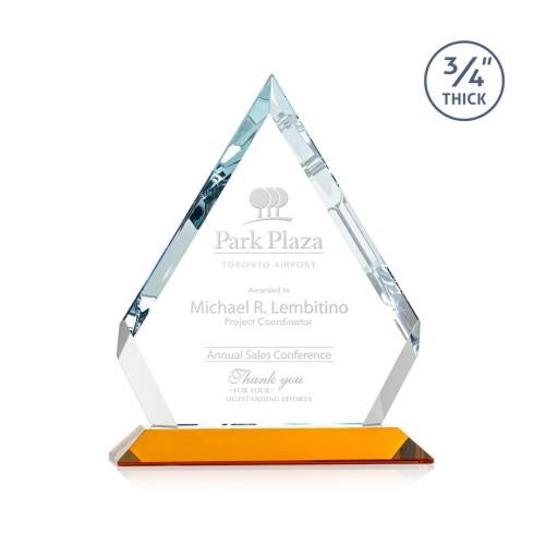 Awards and Trophies - Crystal Awards - Apex Amber Diamond Crystal Award