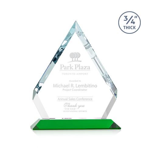 Awards and Trophies - Crystal Awards - Apex Green Diamond Crystal Award