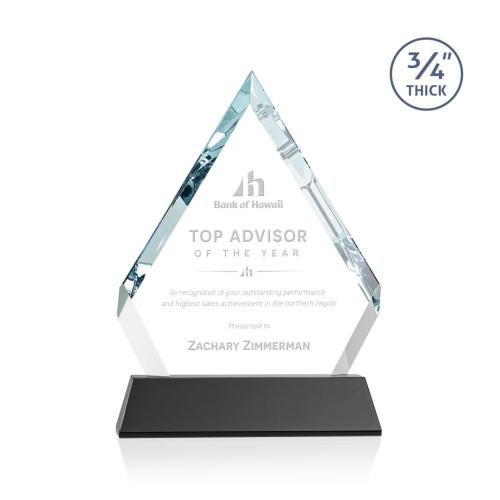 Awards and Trophies - Crystal Awards - Apex Black on Newhaven Base Diamond Crystal Award