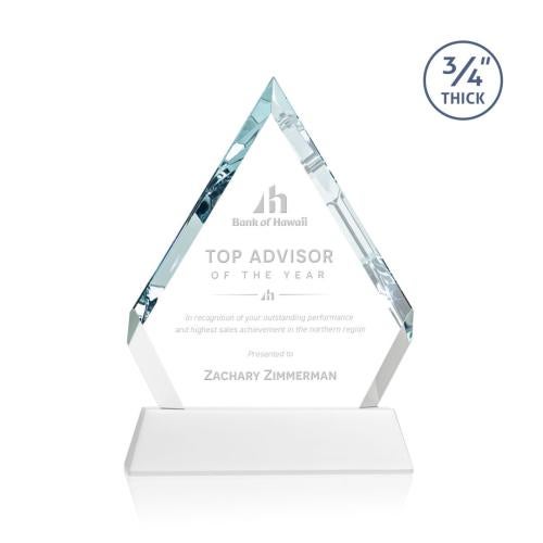 Awards and Trophies - Crystal Awards - Apex White on Newhaven Base Diamond Crystal Award
