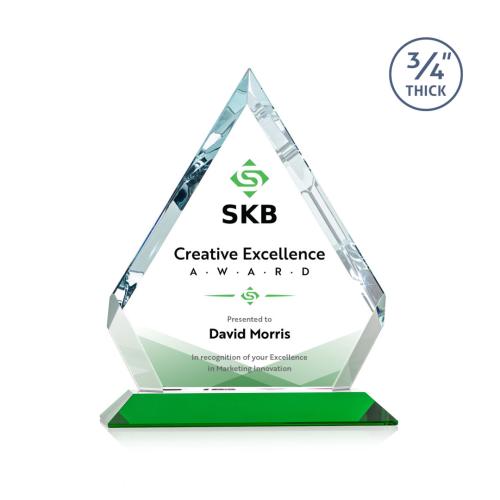 Awards and Trophies - Crystal Awards - Apex Full Color Green Diamond Crystal Award