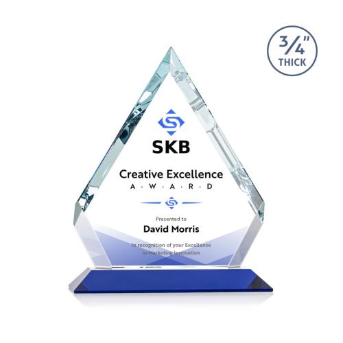 Awards and Trophies - Crystal Awards - Apex Full Color Blue  Diamond Crystal Award