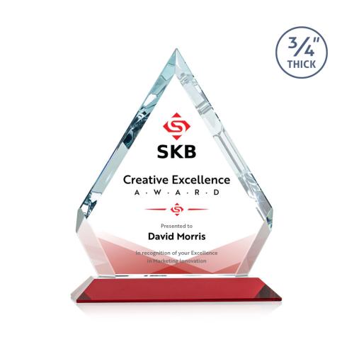 Awards and Trophies - Crystal Awards - Apex Full Color Red Diamond Crystal Award