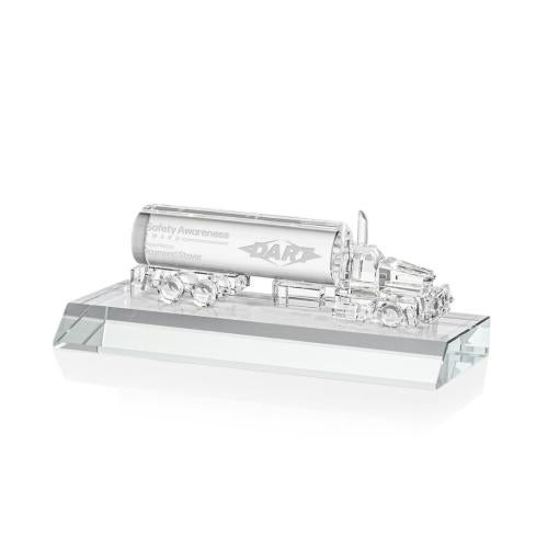 Awards and Trophies - Crystal Awards - Crystal Oil Tanker on Base - Clear