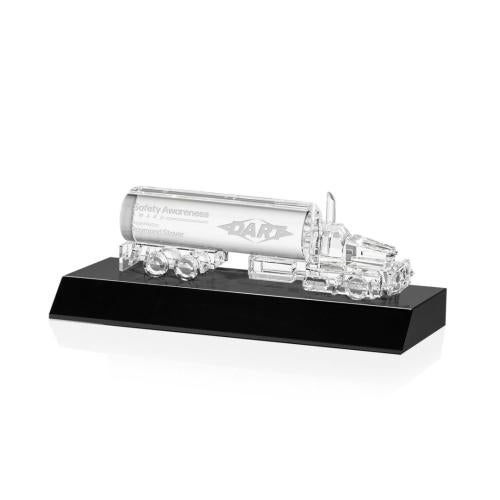Awards and Trophies - Crystal Awards - Crystal Oil Tanker on Base - Black
