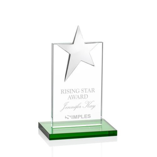 Awards and Trophies - Crystal Awards - Bryanston Chrome Star Green Towers Crystal Award