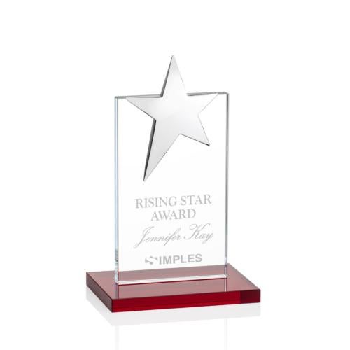 Awards and Trophies - Crystal Awards - Bryanston Chrome Star Red Towers Crystal Award