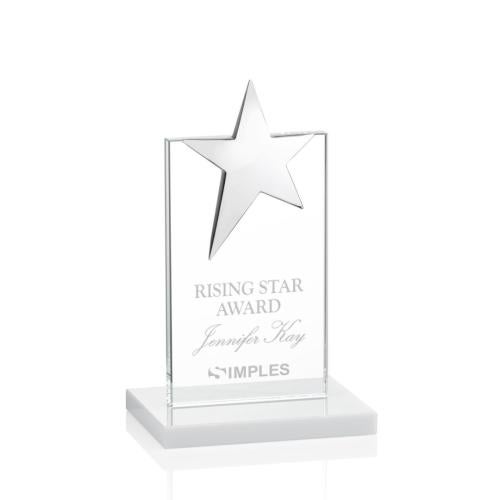 Awards and Trophies - Crystal Awards - Bryanston Chrome Star White Towers Crystal Award
