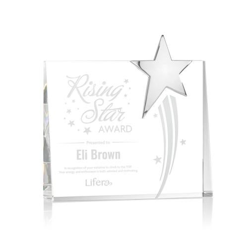 Awards and Trophies - Crystal Awards - Bradenton Chrome Star Rectangle Crystal Award