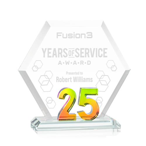 Awards and Trophies - Crystal Awards - Riviera Anniversary Prismatic No 25 Polygon Crystal Award