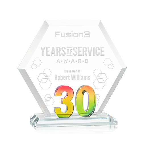 Awards and Trophies - Crystal Awards - Riviera Anniversary Prismatic No 30 Polygon Crystal Award