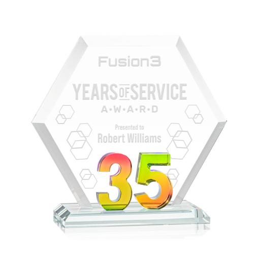 Awards and Trophies - Crystal Awards - Riviera Anniversary Prismatic No 35 Polygon Crystal Award