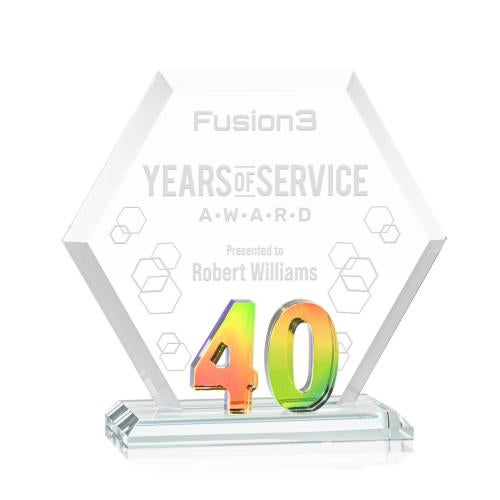 Awards and Trophies - Crystal Awards - Riviera Anniversary Prismatic No 40 Polygon Crystal Award
