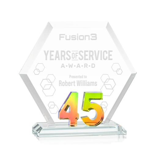 Awards and Trophies - Crystal Awards - Riviera Anniversary Prismatic No 45 Polygon Crystal Award