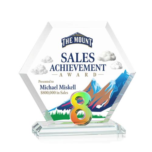 Awards and Trophies - Crystal Awards - Riviera Milestone Full Color Prismatic Polygon Crystal Award