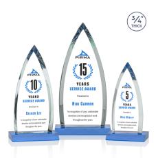 Shildon Full Color Sky Blue Peaks Crystal Award - Full Color Imprint