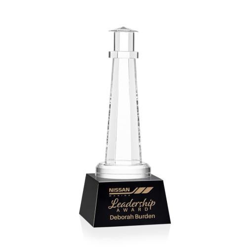 Awards and Trophies - Crystal Awards - Lighthouse Black on Robson Base Crystal Award