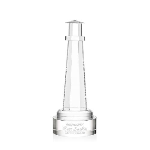Awards and Trophies - Crystal Awards - Lighthouse Clear on Stanrich Base Crystal Award
