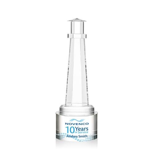 Awards and Trophies - Crystal Awards - Lighthouse Full Color Crystal  on Marvel Base Award