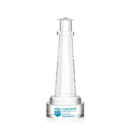 Awards and Trophies - Crystal Awards - Lighthouse Full Color Crystal on Stanrich Base Award