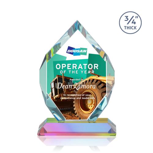 Awards and Trophies - Crystal Awards - Royal Diamond Full Color Prismatic Polygon Crystal Award