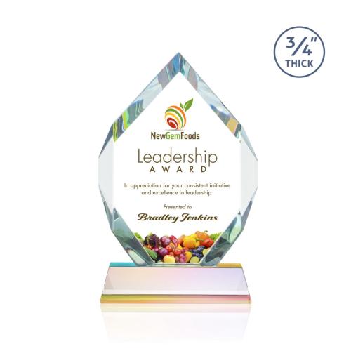 Awards and Trophies - Crystal Awards - Royal Diamond Full Color Prismatic on Newhaven Polygon Crystal Award