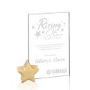 Bermuda Starfire/Gold Star Rectangle Crystal Award
