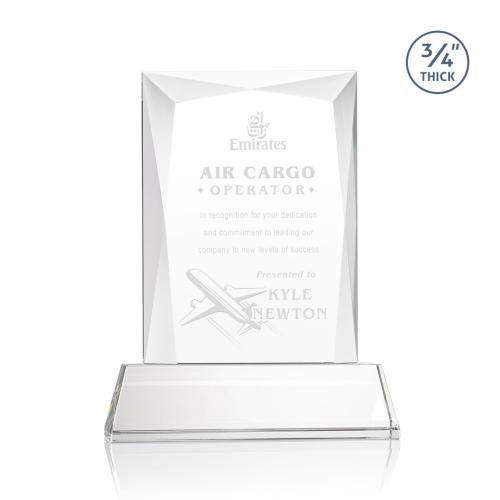 Awards and Trophies - Crystal Awards - Messina Starfire on Newhaven Base Rectangle Crystal Award