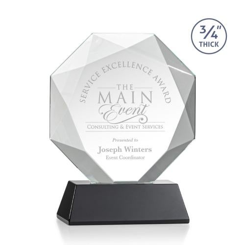 Awards and Trophies - Crystal Awards - Bradford Black on Newhaven Base Polygon Crystal Award