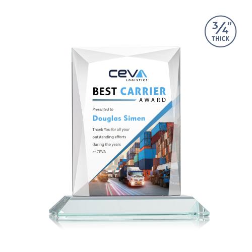 Awards and Trophies - Crystal Awards - Messina Full Color Starfire Rectangle Crystal Award