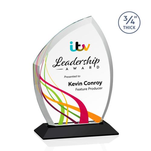 Awards and Trophies - Crystal Awards - Daltry Full Color Black Unique Crystal Award