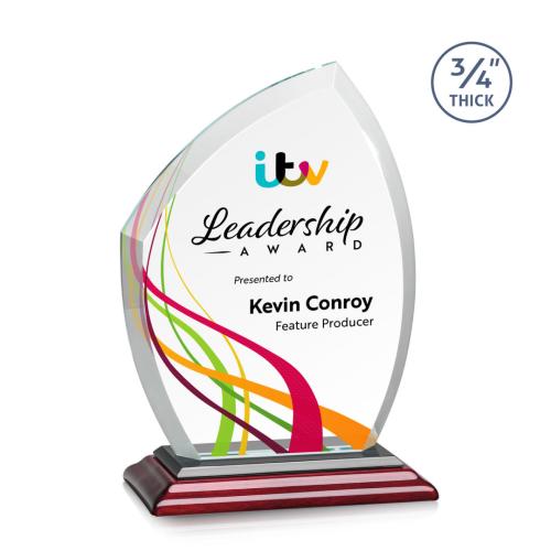 Awards and Trophies - Crystal Awards - Daltry Full Color Rosewood Unique Crystal Award
