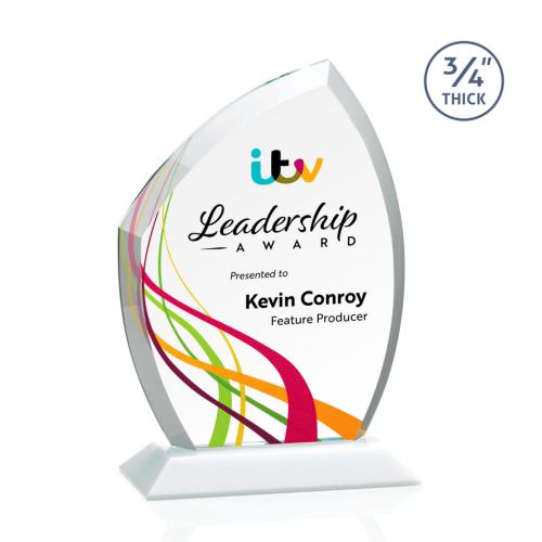 Awards and Trophies - Crystal Awards - Daltry Full Color White Unique Crystal Award