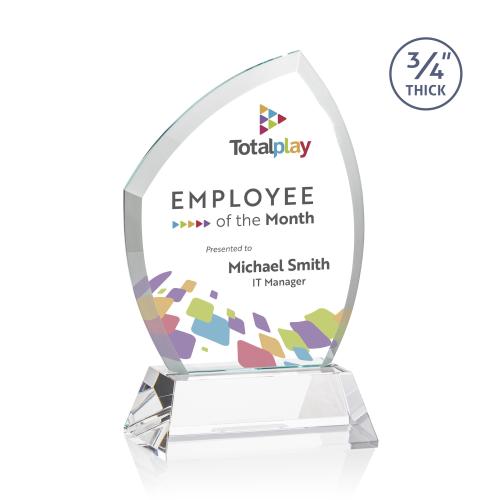 Awards and Trophies - Crystal Awards - Daltry Full Color Clear on Newhaven Base Unique Crystal Award