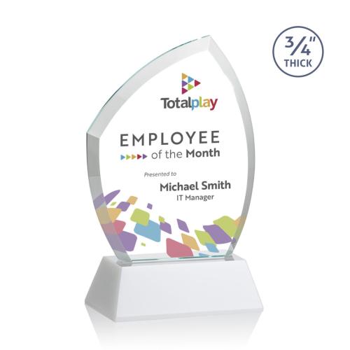 Awards and Trophies - Crystal Awards - Daltry Full Color White on Newhaven Base Unique Crystal Award