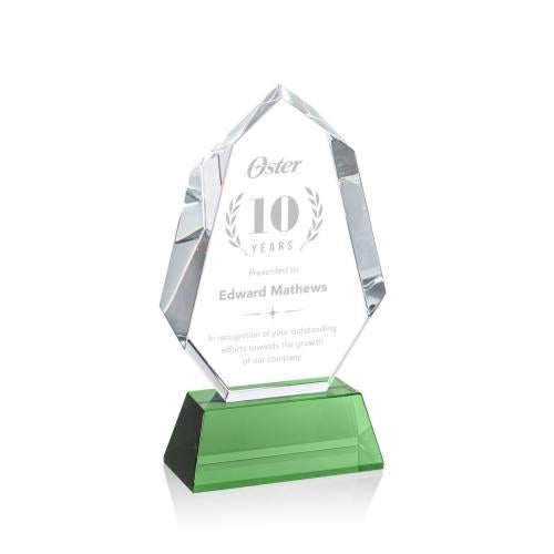 Awards and Trophies - Crystal Awards - Norwood Green on Newhaven Base Polygon Crystal Award