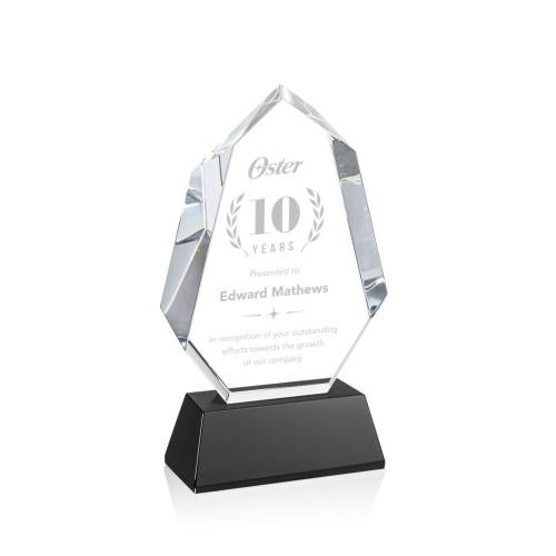Awards and Trophies - Crystal Awards - Norwood Black on Newhaven Base Polygon Crystal Award