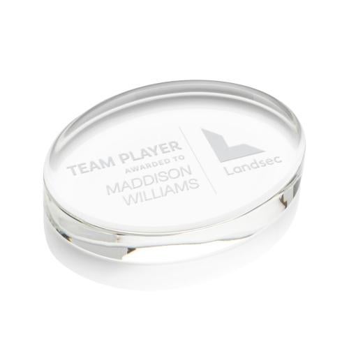 Awards and Trophies - Crystal Awards - Logan Oval Paperweight