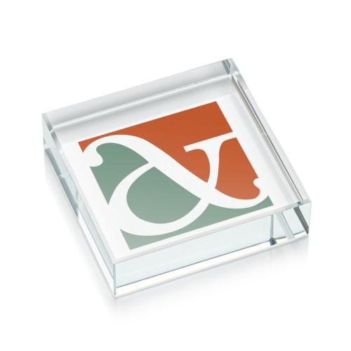 Awards and Trophies - Crystal Awards - Winston Square Full Color Paperweight