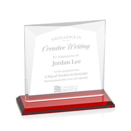 Awards and Trophies - Crystal Awards - Tanner Red  Square / Cube Crystal Award