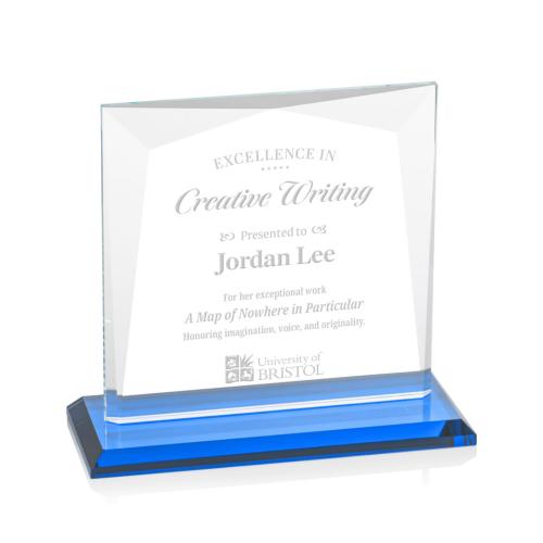 Awards and Trophies - Crystal Awards - Tanner Sky Blue  Square / Cube Crystal Award
