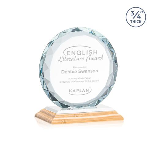 Awards and Trophies - Crystal Awards - Centura Bamboo/White Circle Wood Award