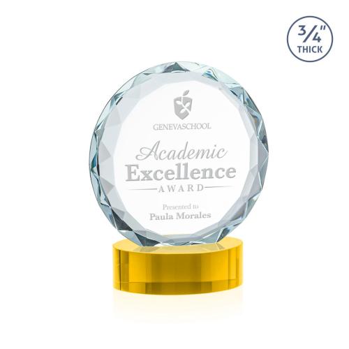 Awards and Trophies - Crystal Awards - Centura Gold on Alberton Base Circle Crystal Award