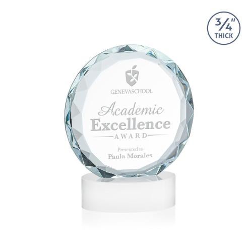 Awards and Trophies - Crystal Awards - Centura White on Alberton Base Circle Crystal Award
